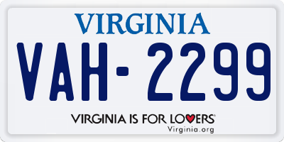 VA license plate VAH2299