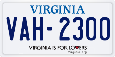 VA license plate VAH2300