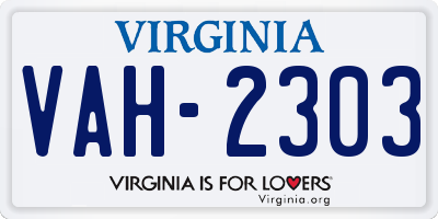 VA license plate VAH2303