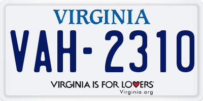 VA license plate VAH2310