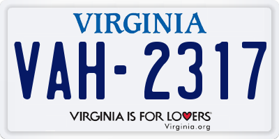 VA license plate VAH2317