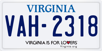 VA license plate VAH2318