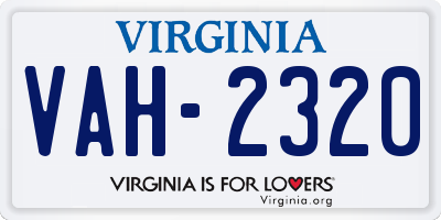 VA license plate VAH2320