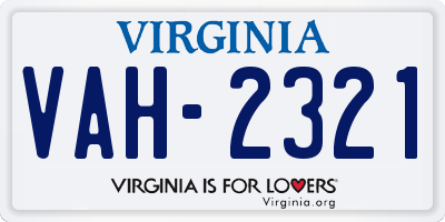 VA license plate VAH2321