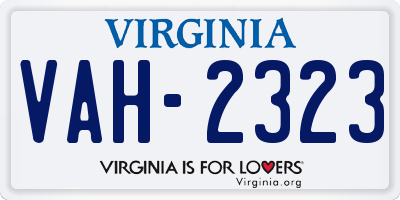 VA license plate VAH2323