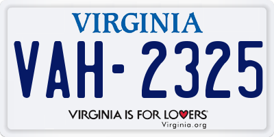 VA license plate VAH2325