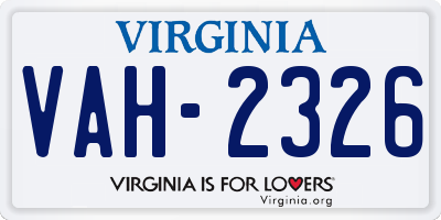 VA license plate VAH2326
