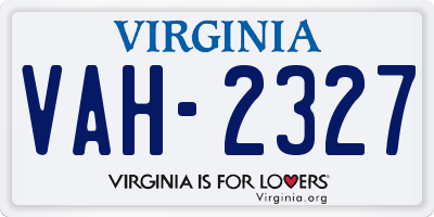 VA license plate VAH2327