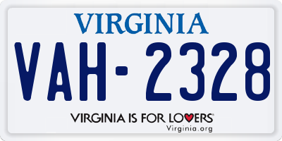 VA license plate VAH2328