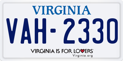VA license plate VAH2330