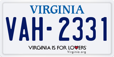 VA license plate VAH2331