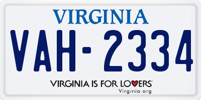 VA license plate VAH2334
