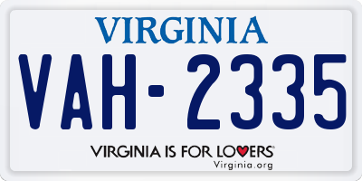 VA license plate VAH2335