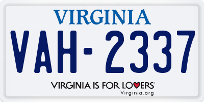 VA license plate VAH2337