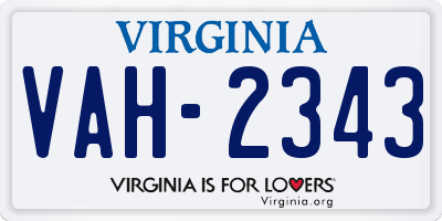 VA license plate VAH2343