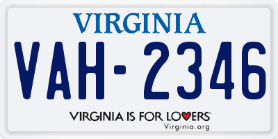 VA license plate VAH2346