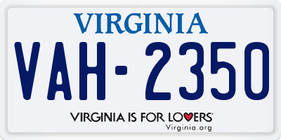 VA license plate VAH2350