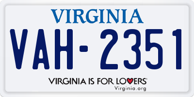 VA license plate VAH2351