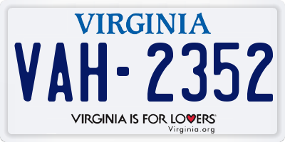 VA license plate VAH2352