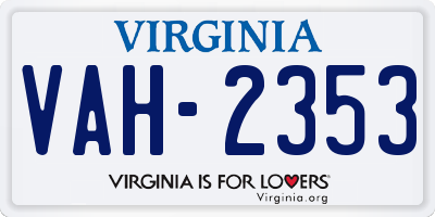 VA license plate VAH2353