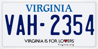 VA license plate VAH2354