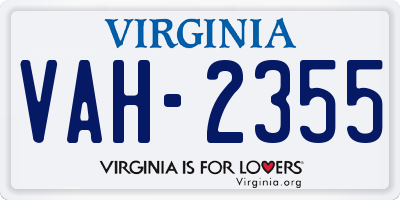 VA license plate VAH2355