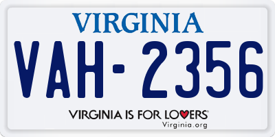 VA license plate VAH2356