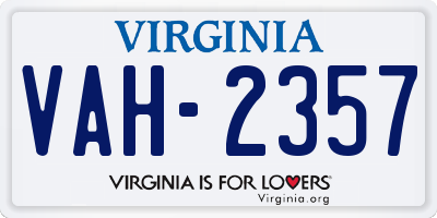 VA license plate VAH2357