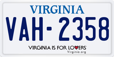 VA license plate VAH2358