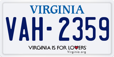 VA license plate VAH2359