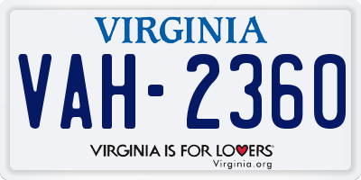 VA license plate VAH2360