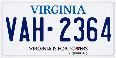VA license plate VAH2364