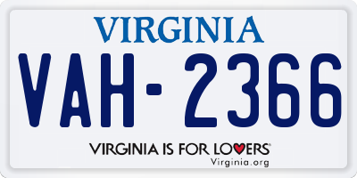 VA license plate VAH2366