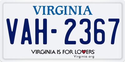 VA license plate VAH2367
