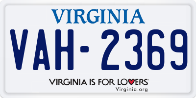 VA license plate VAH2369