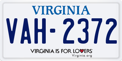 VA license plate VAH2372
