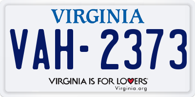 VA license plate VAH2373