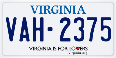 VA license plate VAH2375