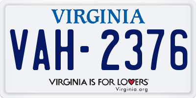 VA license plate VAH2376