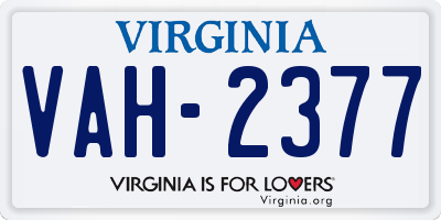 VA license plate VAH2377