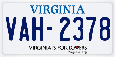 VA license plate VAH2378