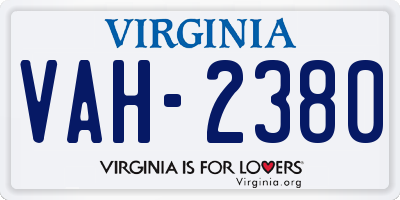 VA license plate VAH2380