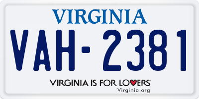 VA license plate VAH2381