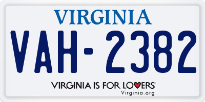 VA license plate VAH2382