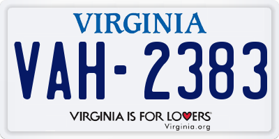 VA license plate VAH2383