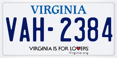 VA license plate VAH2384