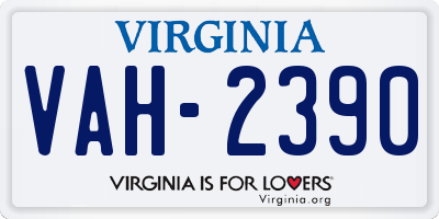 VA license plate VAH2390