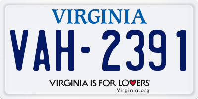 VA license plate VAH2391
