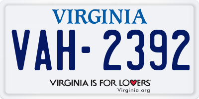 VA license plate VAH2392