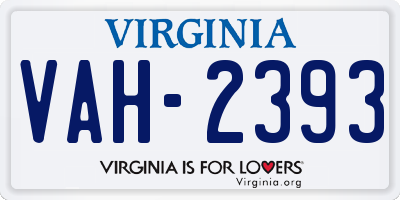 VA license plate VAH2393